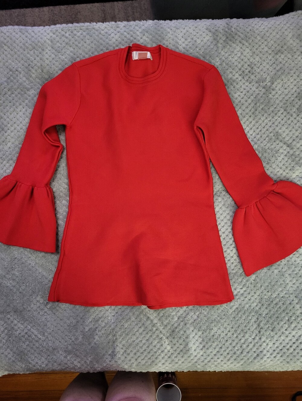 Nwot Rachel Parcell Red Puff-Sleeve Knit Top Medium‎